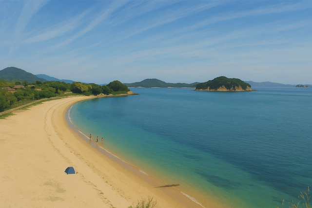 青い海と白浜イラスト