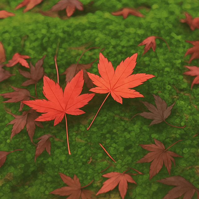 苔と紅葉イラスト